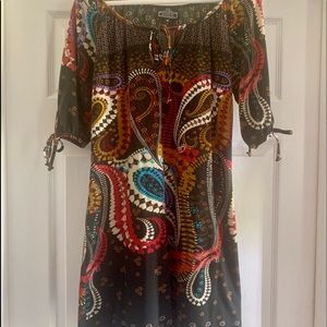 Boutique black dress with paisley print size M